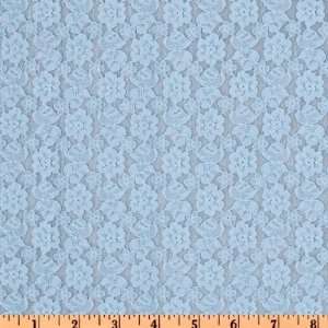  56 Wide Lace Floral Light Blue Fabric By The Yard: Arts 