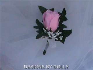 Pink silk Rose Boutonnieres, Quinceanera Flowers ,Prom  
