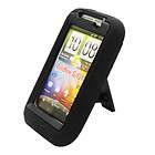 HTC Wildfire S New Black with Black Kick Stand Dual Layer Armor Case