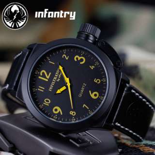 INFILTRATOR Fashion Men ARMY Military Sport Leather Wrist Quartz Watch 