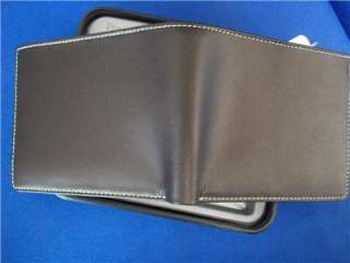 New Perry Ellis Passcase Bifold Wallet Leather $30 BRN  