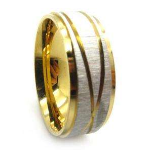 Mens womens gold linellae silver finger ring stunning stainless 