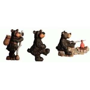 Camping Bear Figure Magnets 3 pc Set 