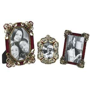  Set of 3 Red Jeweled Picture Frames