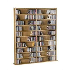 Solid Oak Hardwood Multi Media Storage Unit, Holds 1200 CDs / 602 DVDs