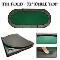 72 INCH Tri Fold Poker Table Top w/Cup Holders   NEW!  
