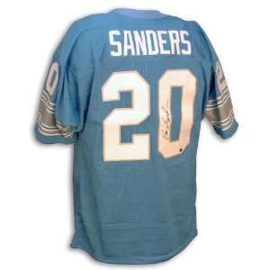  Barry Sanders Lions Blue Throwback Jersey: Sports Collectibles