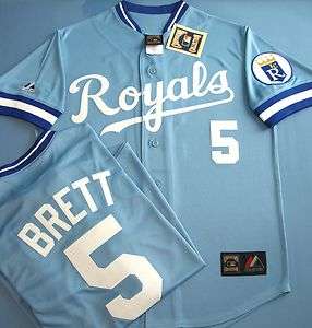 Royals #5 George Brett,Blue Retro Jersey+Free Gift  