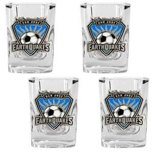 San Jose Earthquakes MLS 4pc Square Shot Glass Set   Primary Team Logo 