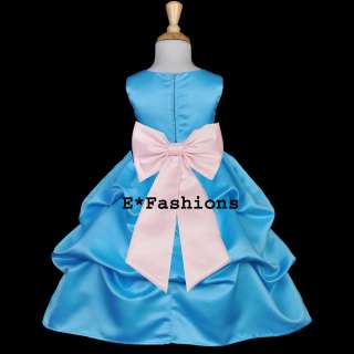 TURQUOISE BLUE PINK PAGEANT FLOWER GIRL DRESS 6 9M 12 18M 2 3 4 5 6 6X 
