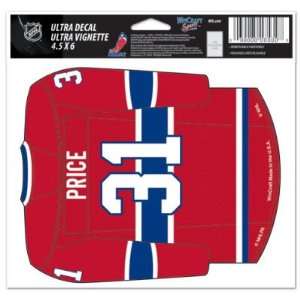  Carey Price   Montreal Canadiens Jersey 5x6 Cling Decal 
