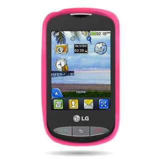 Silicone Skin Hot Pink Rubber Sleeve Cover Case For LG 800G Cookie 