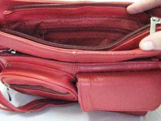 Red Genuine Leather Purse Shoulder Bag Organizer Handbag Satchel 
