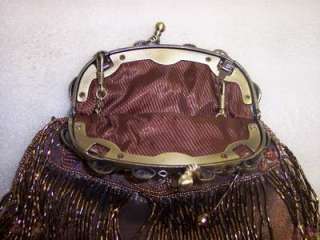 BROWN BEADED EVENING BAG PURSE—GORGEOUS BRAND NEW  
