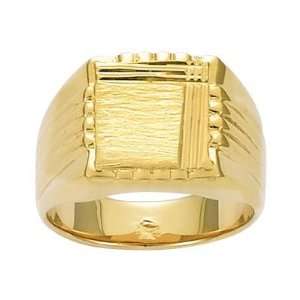  18K Gold Plated Engraved Signet Ring   Size 9: Jewelry