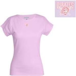 Pittsburgh Pirates Womens Signature T shirt by Antigua Sport   Pink 