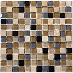   Square 1 in River Glass/Stone Mosaic Tile (Pack of 10)  Overstock