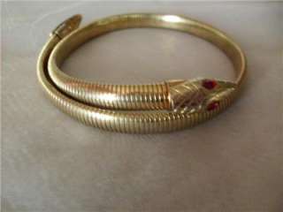 Vintage Rattle Snake Red Rhinestone Choker Necklace  