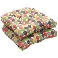 Outdoor Multicolored Polka Dots Wicker Seat Cushions (Set of 2 