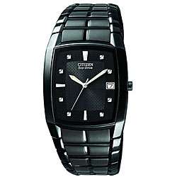 Citizen Mens Eco drive Black Ion plated Watch  Overstock