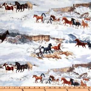  44 Wide Winter Enchantment Running Horses White/Multi 