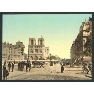   of Notre Dame, and St. Michael bridge, Paris, France