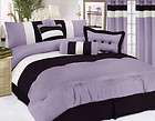 New 7 Pc Modern Satin Bedding Comforter Set King Purple