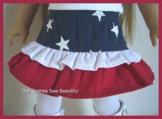 DOLL CLOTHES fit American Girl Patriotic Tiered Skirt!!  