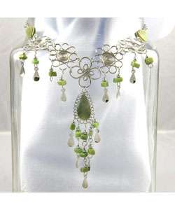 Olive Green Agate Necklace and Earrings Set (Peru)  Overstock