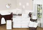 unique solid color white modern 9pc girl boy baby bedding