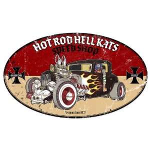 Hot Rod Hell Kats Automotive Oval Metal Sign:  Home 