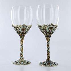 Handcrafted Metal base Wine Glasses (Set of 2)  