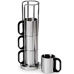Metal Coffee Cups with Rack (Set of 4)  Overstock