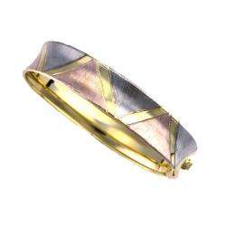 14K Goldplated Tricolor Flex Bangle Bracelet (Mexico)  