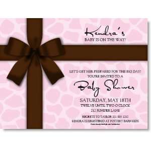  Brown Bow On Pink Giraffe Invitations Health & Personal 