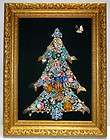 Christmas tree framed vintage jewelry wall art decor  