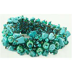 Turquoise and Glass Bead Capullo Bracelet (Guatemala)  Overstock