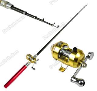 Hotsale  Mini Pocket Aluminum Alloy Fishing Fish Red Pen Rod Pole 