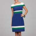 Chetta B Womens Colorblock Tab Side Sheath Dress  
