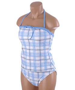 Nautica Blue Plaid Soft Cup Tubini/Hipster Swimsuit  