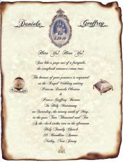 FairyTale Castle Cinderella Wedding Scroll Invitations  