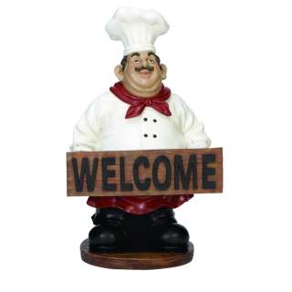 French Chef Figurine with Welcome Sign Kitchen Decor 857519435539 