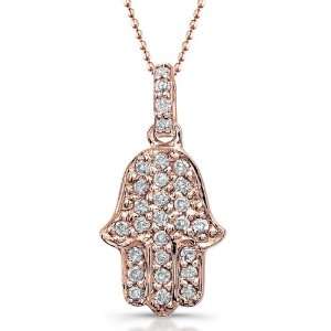  Victoria Kay 14k Rose Gold Diamond Hamsa Pendant (1/8cttw 