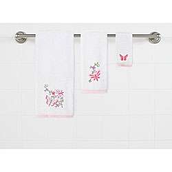 Celebrations Kids Cotton Pink Butterfly 3 piece Towel Set   