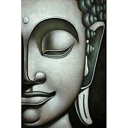Silver Buddha Hand painted Canvas Art  Overstock