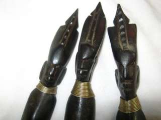 VINTAGE HAND CARVED WOOD KNIFE SPOON FORK MADE IN KENYA  