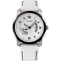 Police Charger Mens White Rubber Strap Watch  
