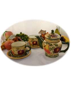 Tuscan Collection Handpainted 5 piece Tea Set  Overstock