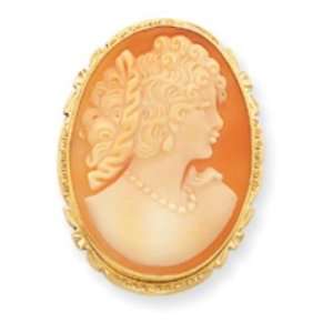  14k Gold 35mm Shell Cameo Pin/Pendant: Jewelry