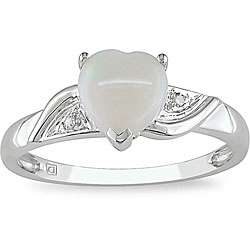 10k White Gold Opal Heart Ring  Overstock